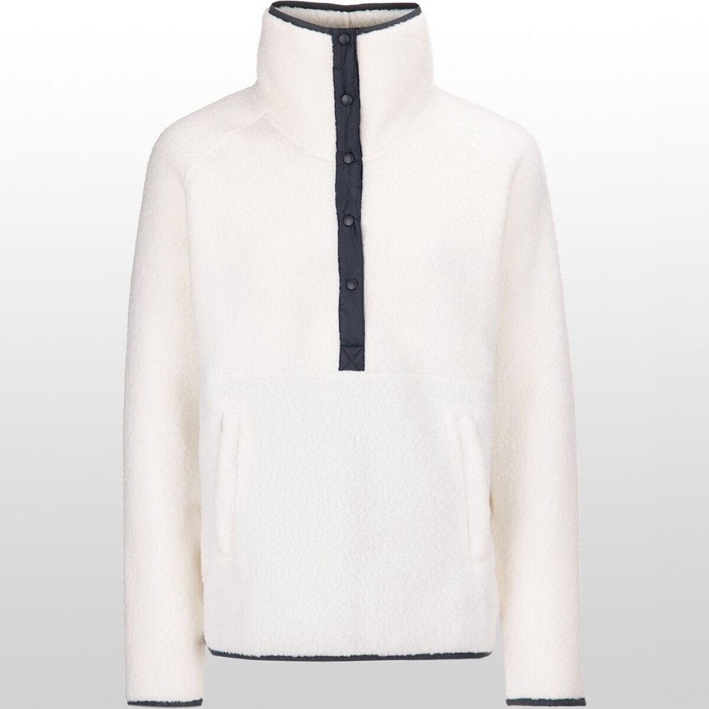 Indyeva Pecora Sherpa Pullover In White & Navy Size Medium